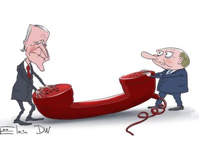 Переговоры Байдена с Путиным. Карикатура С.Елкина: dw.com