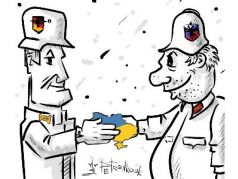 Германия и Россия делят Украину. Карикатура А.Петренко: t.me/PetrenkoAndryi